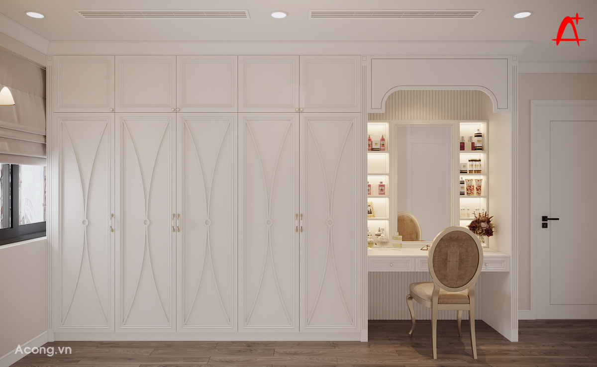 Thiết kế nội thất biệt thự đơn lập Lideco tân cổ điển và hiện đại: phòng ngủ master